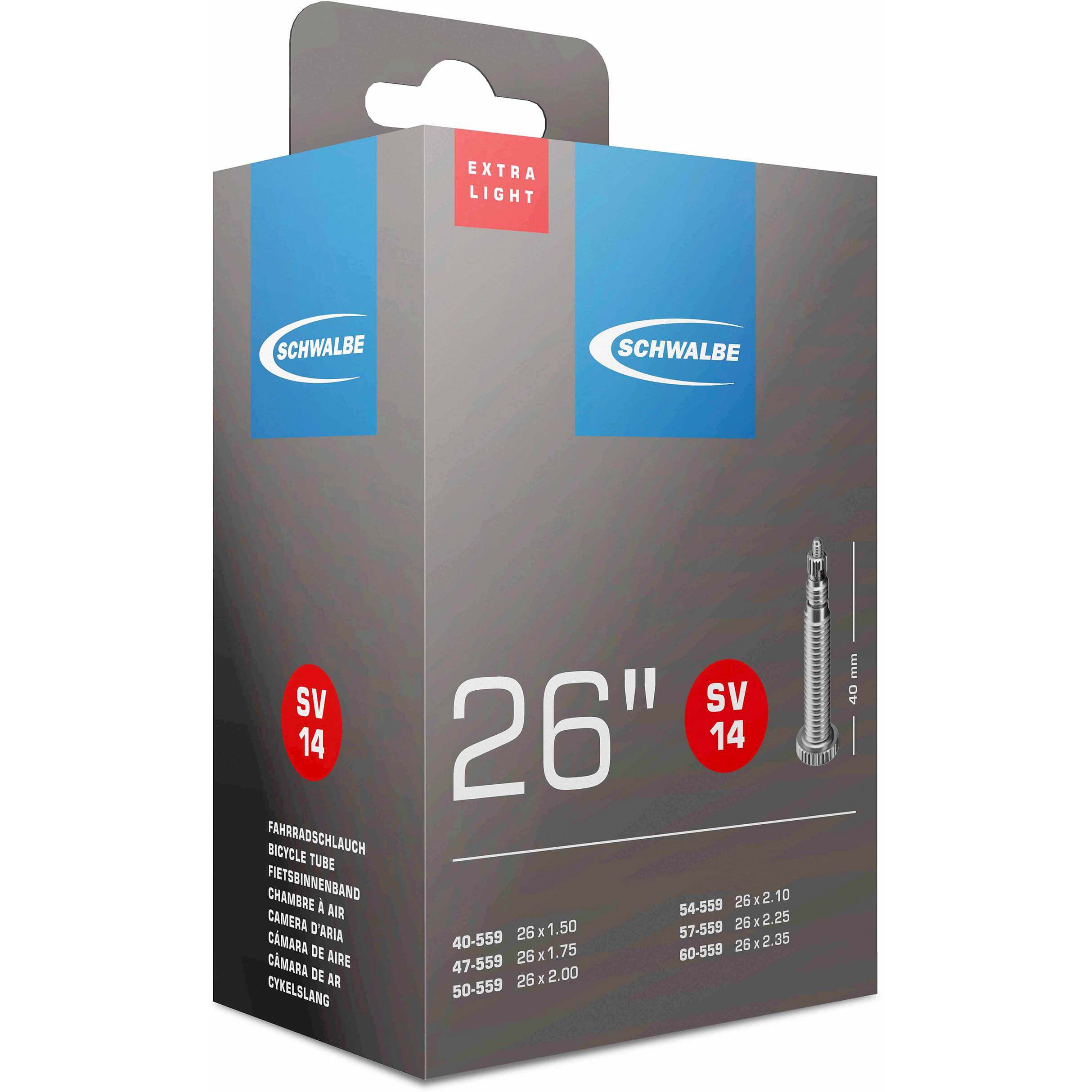 Schwalbe Bnb SV14 Extra Light 26 x 1.50 - 2.35 Presta Valve 40mm