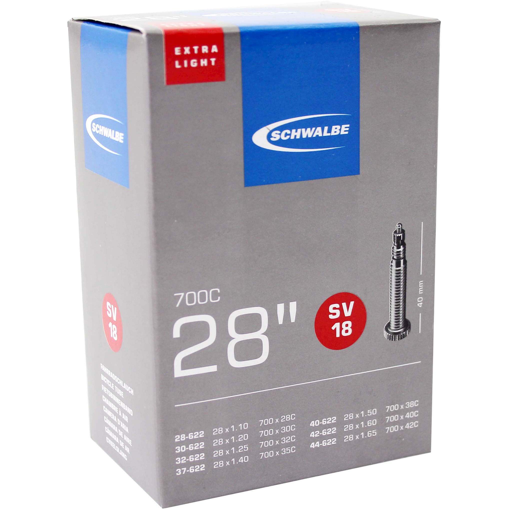 Schwalbe Bnb SV18 Extra Light 28 x 1.10 - 1.65 Presta Valve 40mm