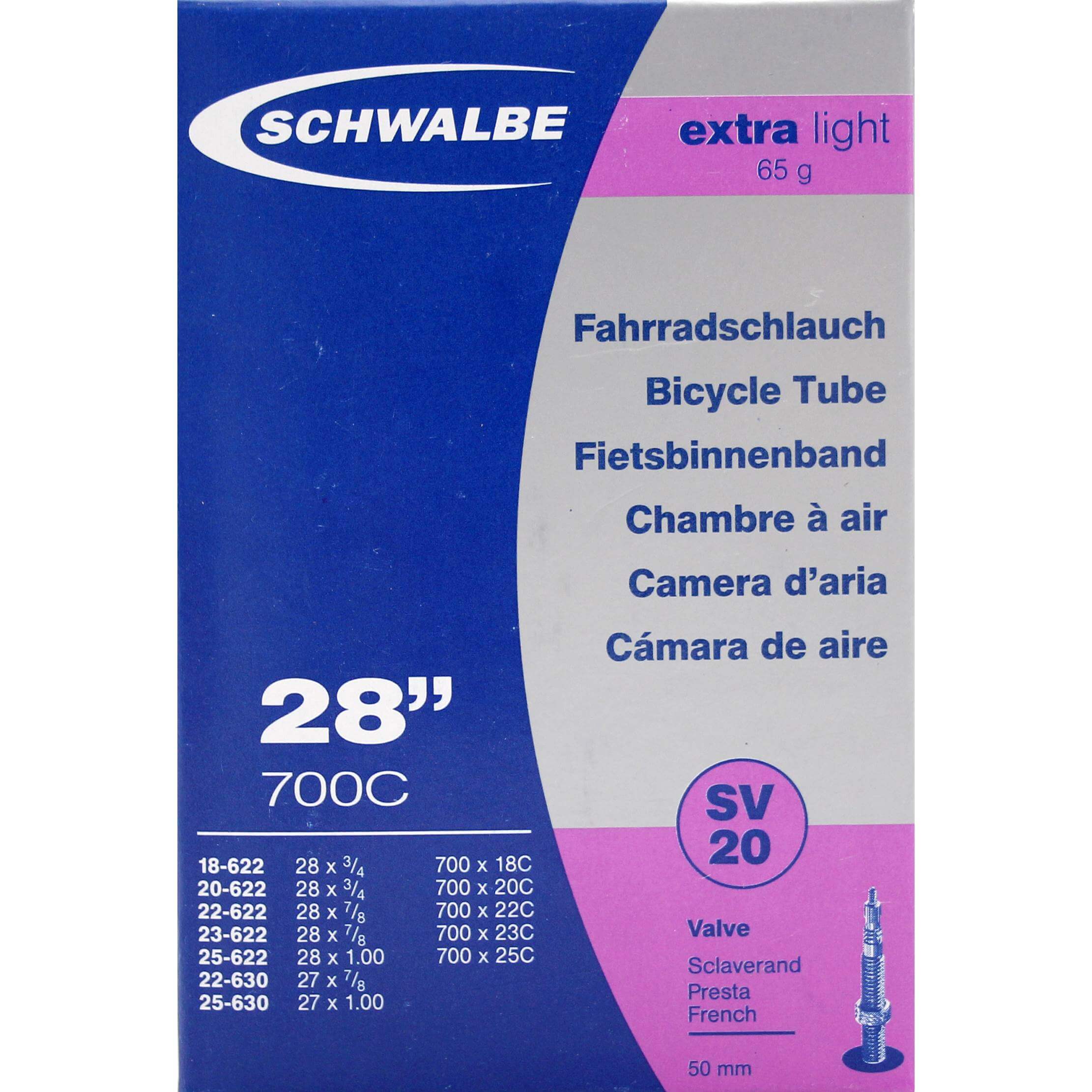 Schwalbe Bnb SV20 Extra Light 28 x 0.75 - 1.00 FV 50mm