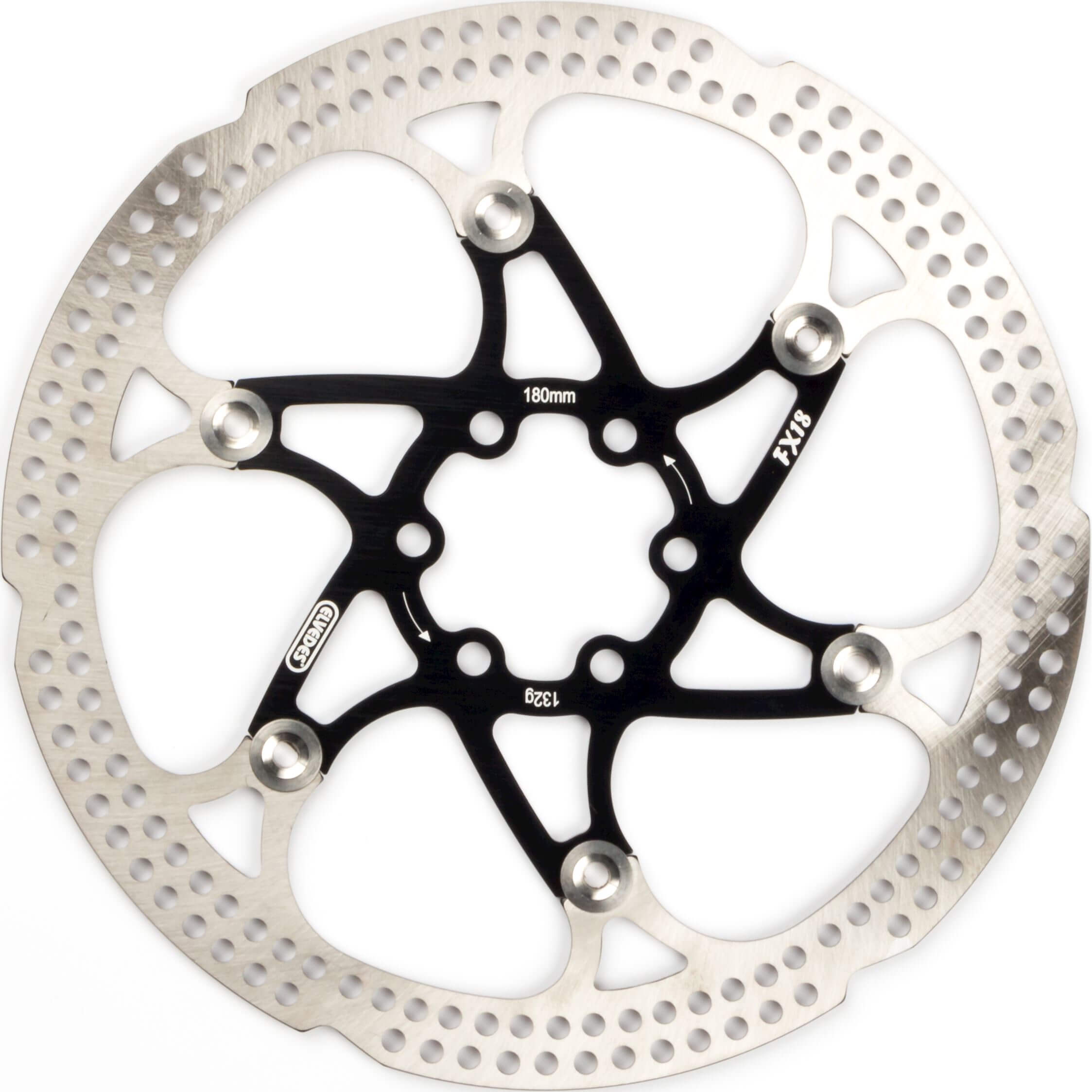 Elvedes Brake Disc 180mm FX Six Hole 1.8mm Black