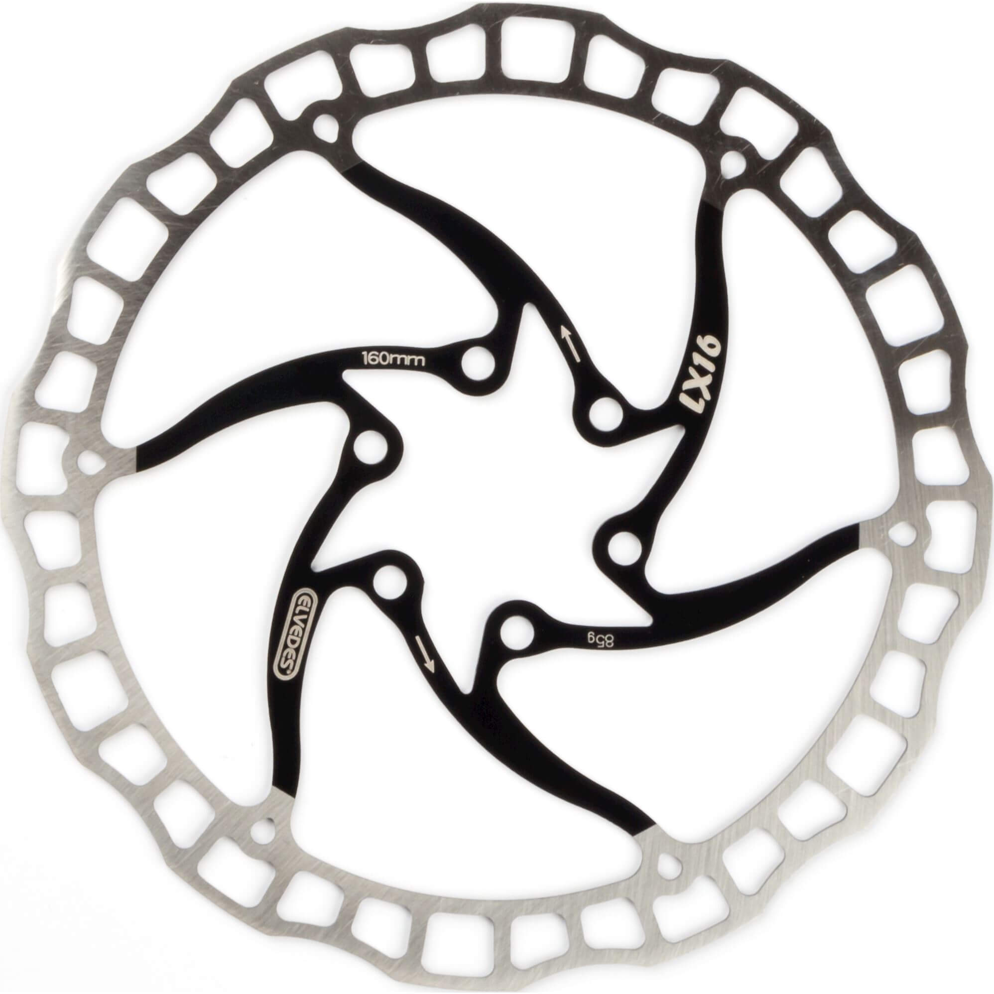 Elvedes Brake Disc 160mm LX One Piece Six Hole 1.8mm Black