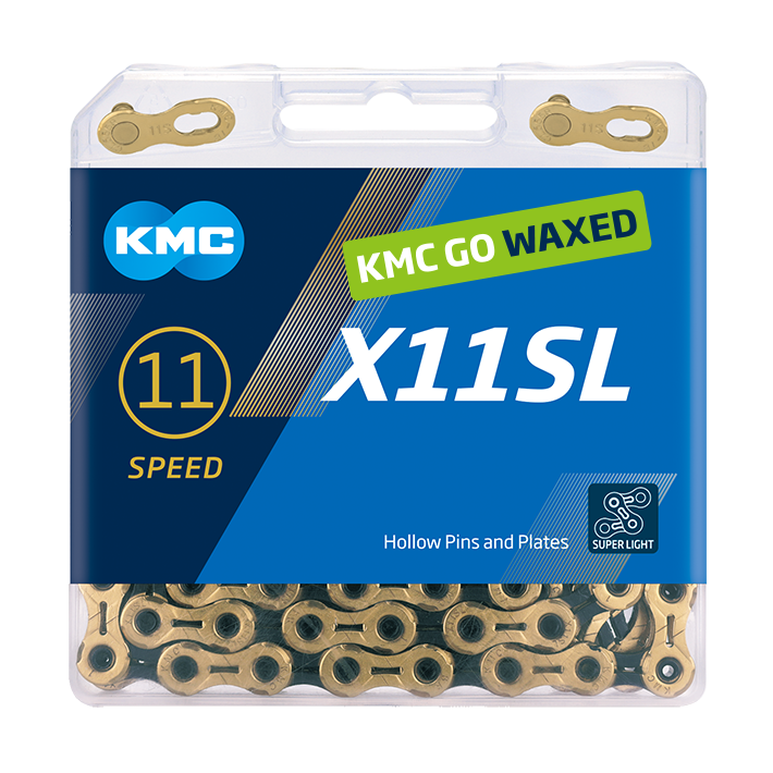 KMC Chain X11SL Gold/Black 118 Links Waxed