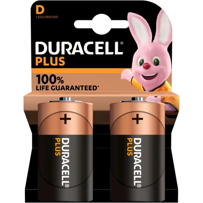 Duracell Battery Plus 100% Extra Life MN1300/LR20/D BP2