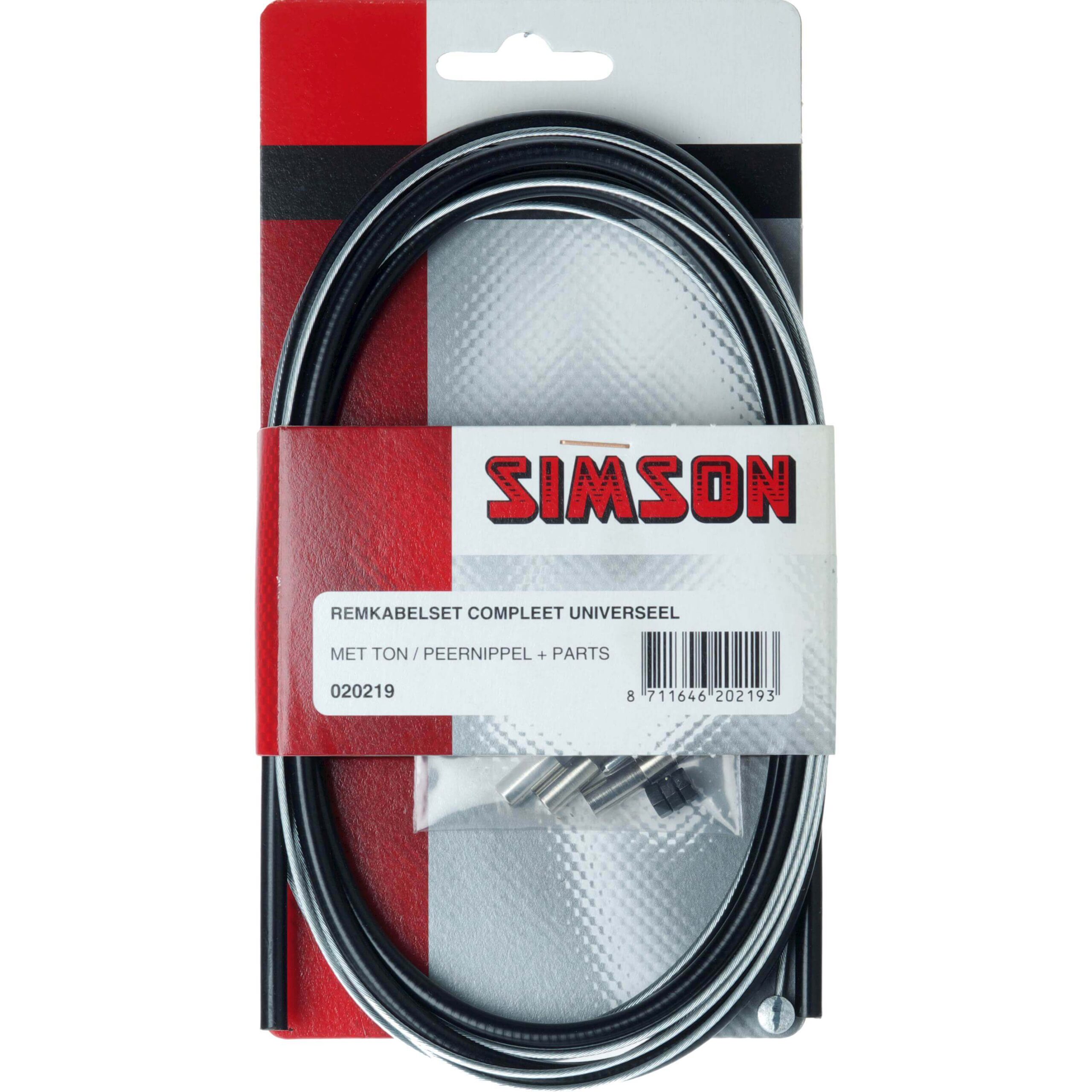 Simson Brake Cable Set Universal 2 Nipples Stainless Steel Black
