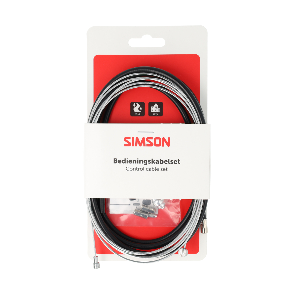 Simson Brake Cable Set Universal 2 Nipples Stainless Steel Black
