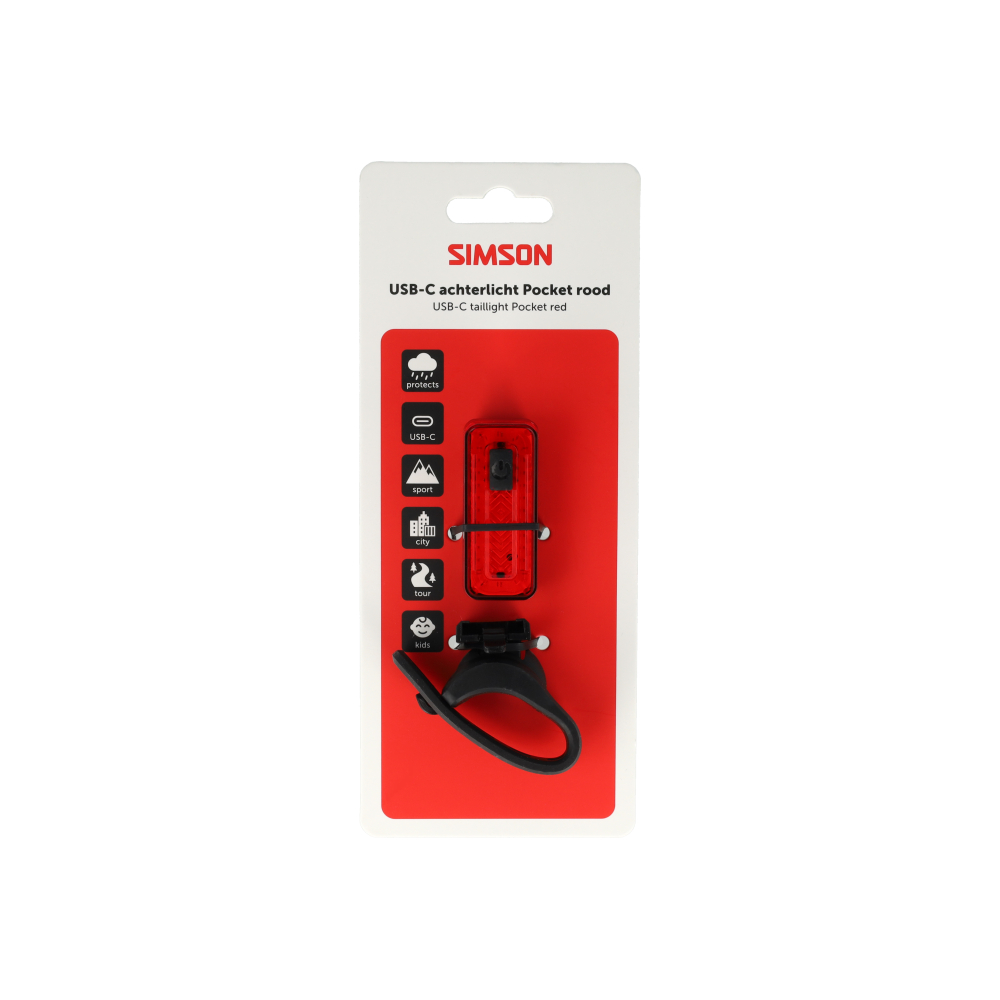 Simson USB-C LED Lamp Pocket Red