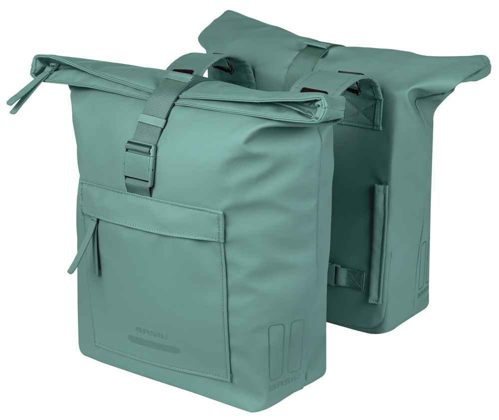 Basil Double Bike Bag Brooklyn Silver Green 41L