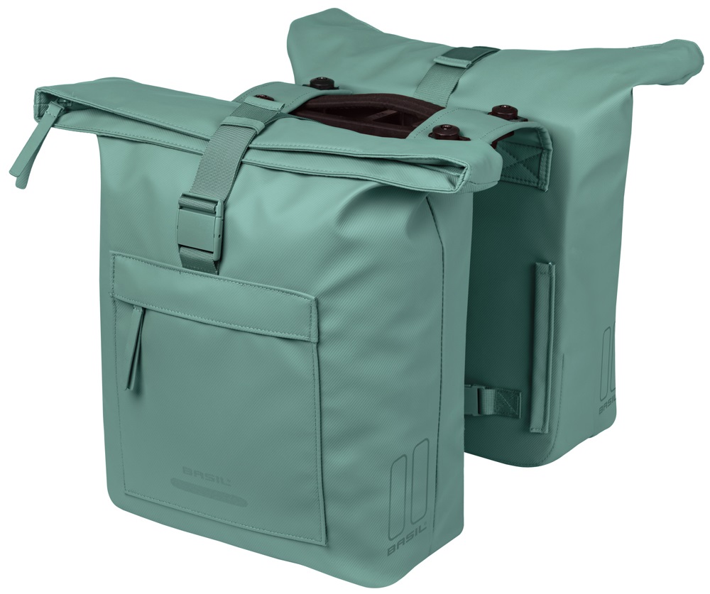 Basil Double Bike Bag Brooklyn Silver Green MIK 41L Basil Double Bike Bag Brooklyn Silver Green MIK 41L